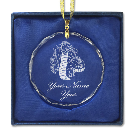 LaserGram Christmas Ornament, Cobra Snake, Personalized Engraving Included (Round Shape)