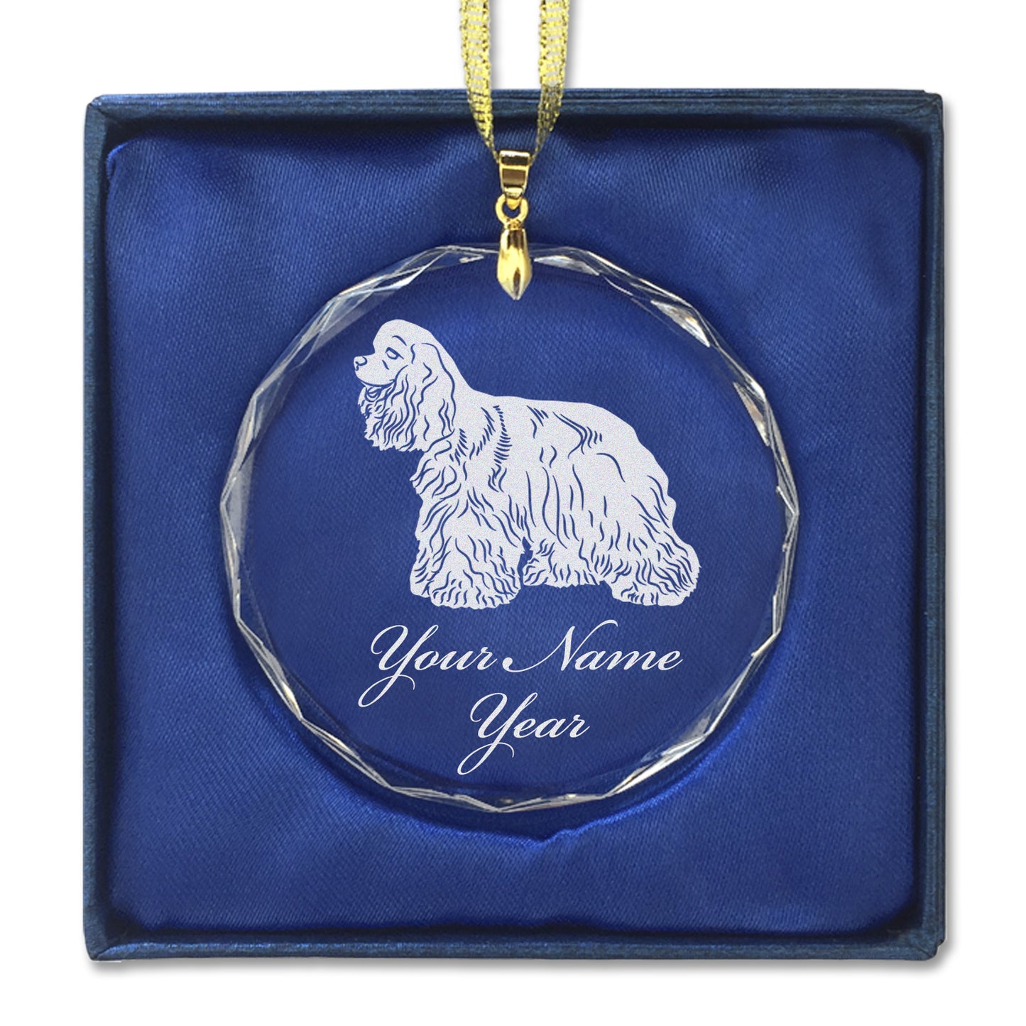 LaserGram Christmas Ornament, Cocker Spaniel Dog, Personalized Engraving Included (Round Shape)