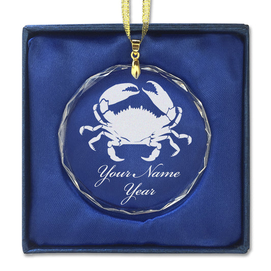 LaserGram Christmas Ornament, Crab, Personalized Engraving Included (Round Shape)