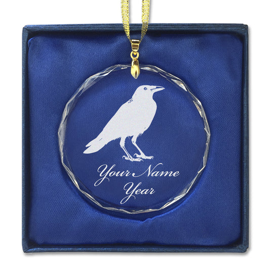 LaserGram Christmas Ornament, Crow, Personalized Engraving Included (Round Shape)