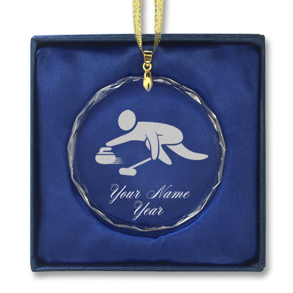 LaserGram Christmas Ornament, Curling Figure, Personalized Engraving Included (Round Shape)