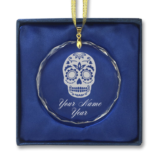 LaserGram Christmas Ornament, Day of the Dead, Personalized Engraving Included (Round Shape)