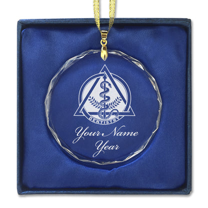 LaserGram Christmas Ornament, Dentist Symbol, Personalized Engraving Included (Round Shape)