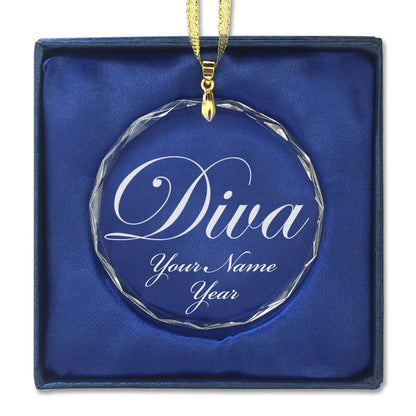 LaserGram Christmas Ornament, Diva, Personalized Engraving Included (Round Shape)