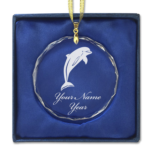 LaserGram Christmas Ornament, Dolphin, Personalized Engraving Included (Round Shape)