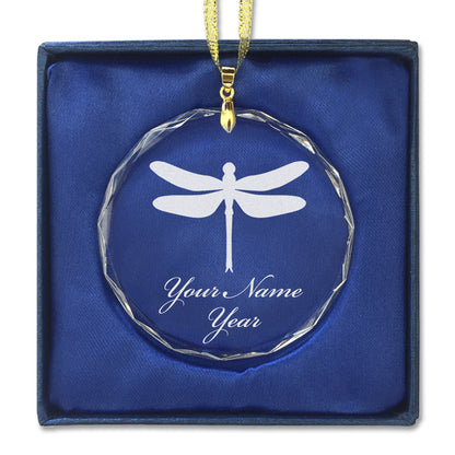 LaserGram Christmas Ornament, Dragonfly, Personalized Engraving Included (Round Shape)