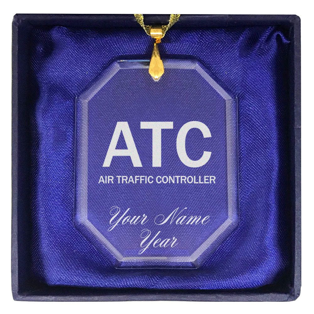 LaserGram Christmas Ornament, ATC Air Traffic Controller, Personalized Engraving Included (Rectangle Shape)