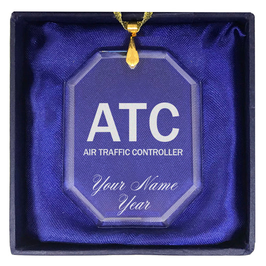 LaserGram Christmas Ornament, ATC Air Traffic Controller, Personalized Engraving Included (Rectangle Shape)