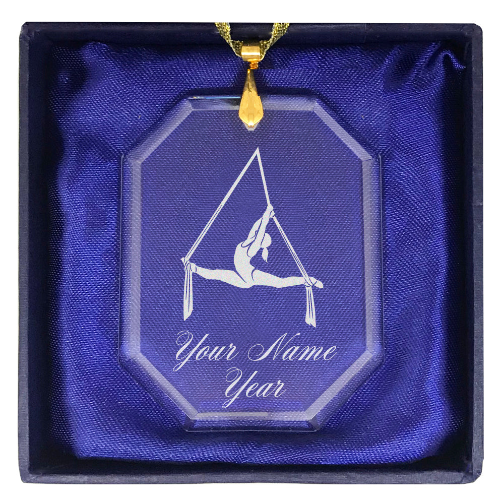 LaserGram Christmas Ornament, Aerial Silks, Personalized Engraving Included (Rectangle Shape)