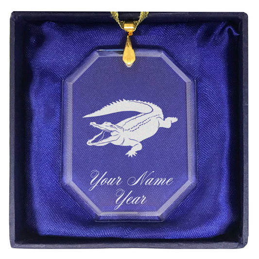 LaserGram Christmas Ornament, Alligator, Personalized Engraving Included (Rectangle Shape)