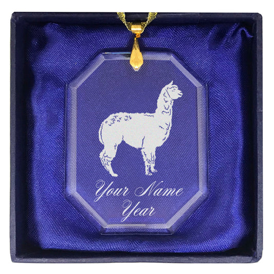 LaserGram Christmas Ornament, Alpaca, Personalized Engraving Included (Rectangle Shape)