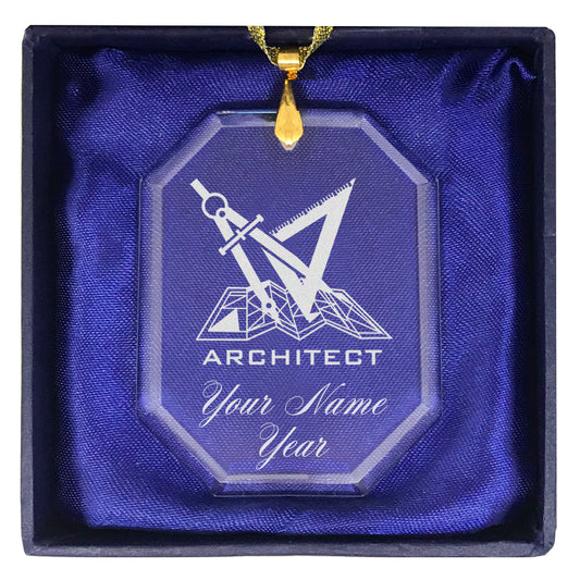 LaserGram Christmas Ornament, Architect Symbol, Personalized Engraving Included (Rectangle Shape)