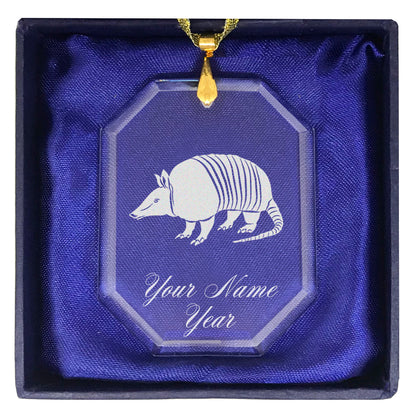 LaserGram Christmas Ornament, Armadillo, Personalized Engraving Included (Rectangle Shape)