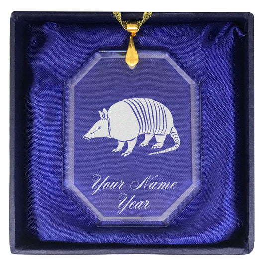 LaserGram Christmas Ornament, Armadillo, Personalized Engraving Included (Rectangle Shape)