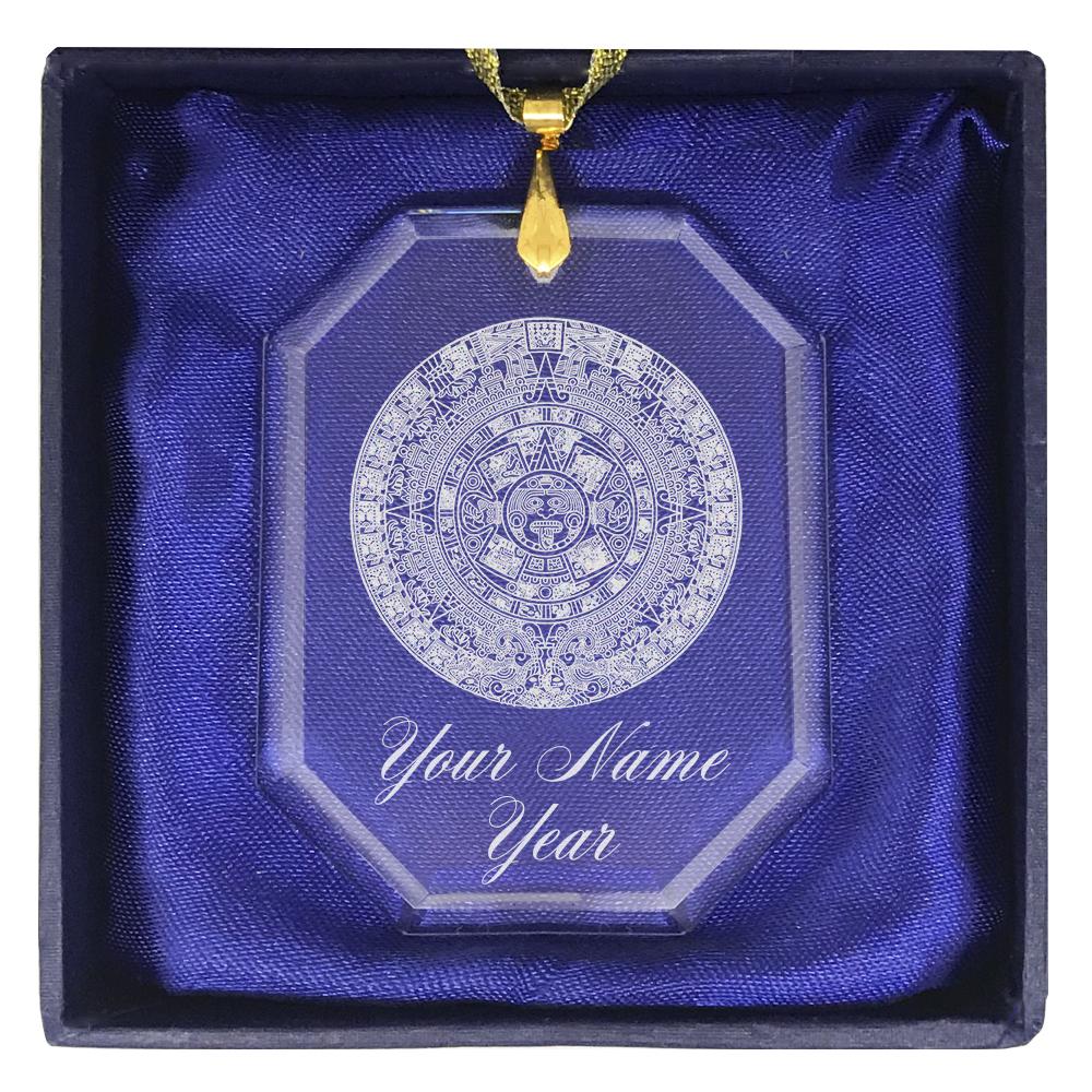 LaserGram Christmas Ornament, Aztec Calendar, Personalized Engraving Included (Rectangle Shape)