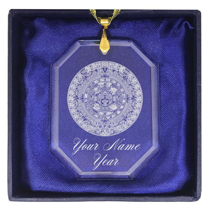 LaserGram Christmas Ornament, Aztec Calendar, Personalized Engraving Included (Rectangle Shape)