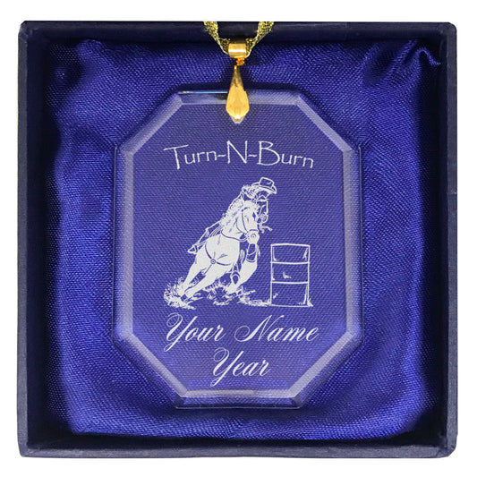 LaserGram Christmas Ornament, Barrel Racer Turn N Burn, Personalized Engraving Included (Rectangle Shape)