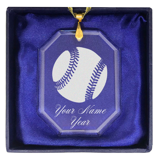 LaserGram Christmas Ornament, Baseball Ball, Personalized Engraving Included (Rectangle Shape)