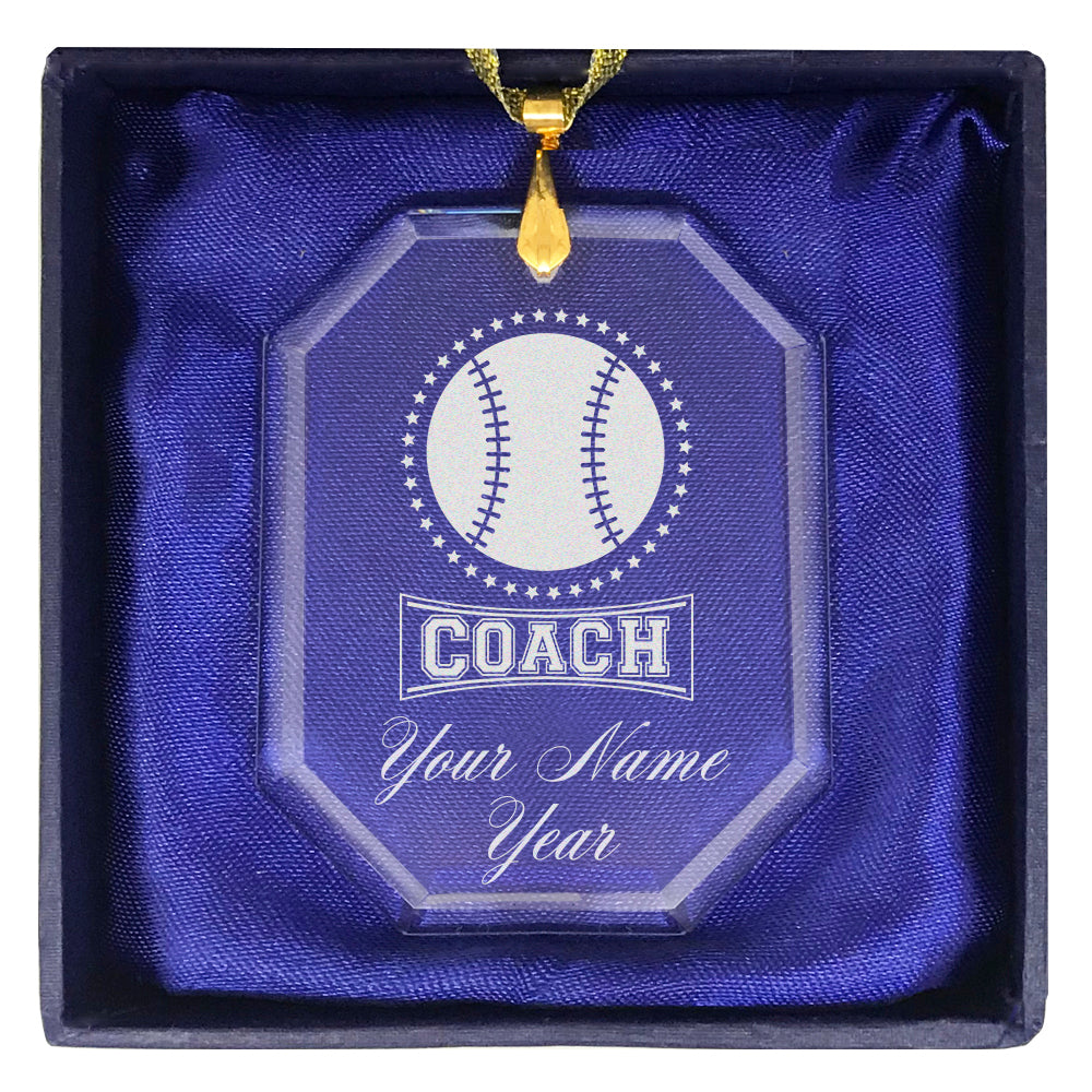 LaserGram Christmas Ornament, Baseball Coach, Personalized Engraving Included (Rectangle Shape)