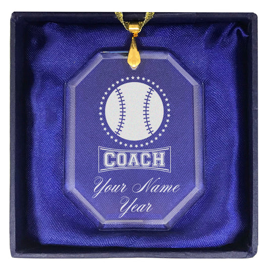 LaserGram Christmas Ornament, Baseball Coach, Personalized Engraving Included (Rectangle Shape)