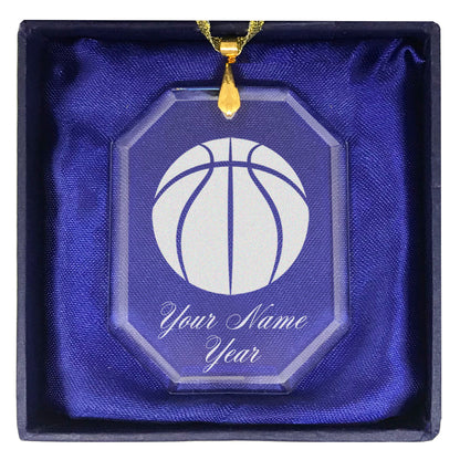 LaserGram Christmas Ornament, Basketball Ball, Personalized Engraving Included (Rectangle Shape)