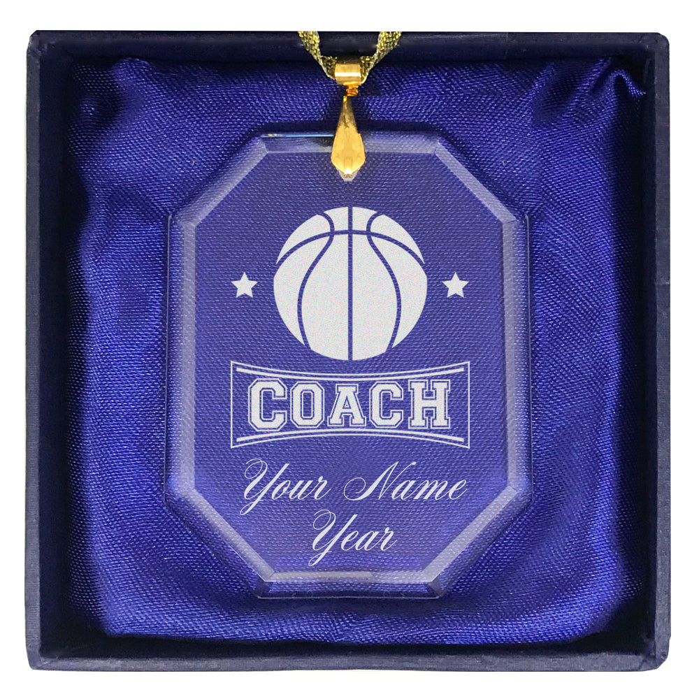LaserGram Christmas Ornament, Basketball Coach, Personalized Engraving Included (Rectangle Shape)