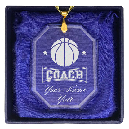 LaserGram Christmas Ornament, Basketball Coach, Personalized Engraving Included (Rectangle Shape)