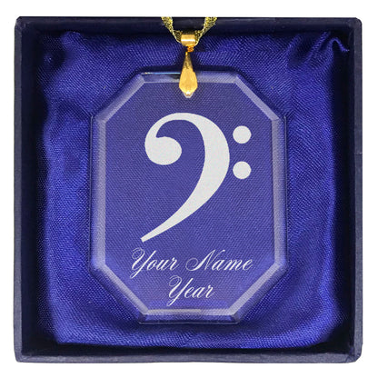 LaserGram Christmas Ornament, Bass Clef, Personalized Engraving Included (Rectangle Shape)