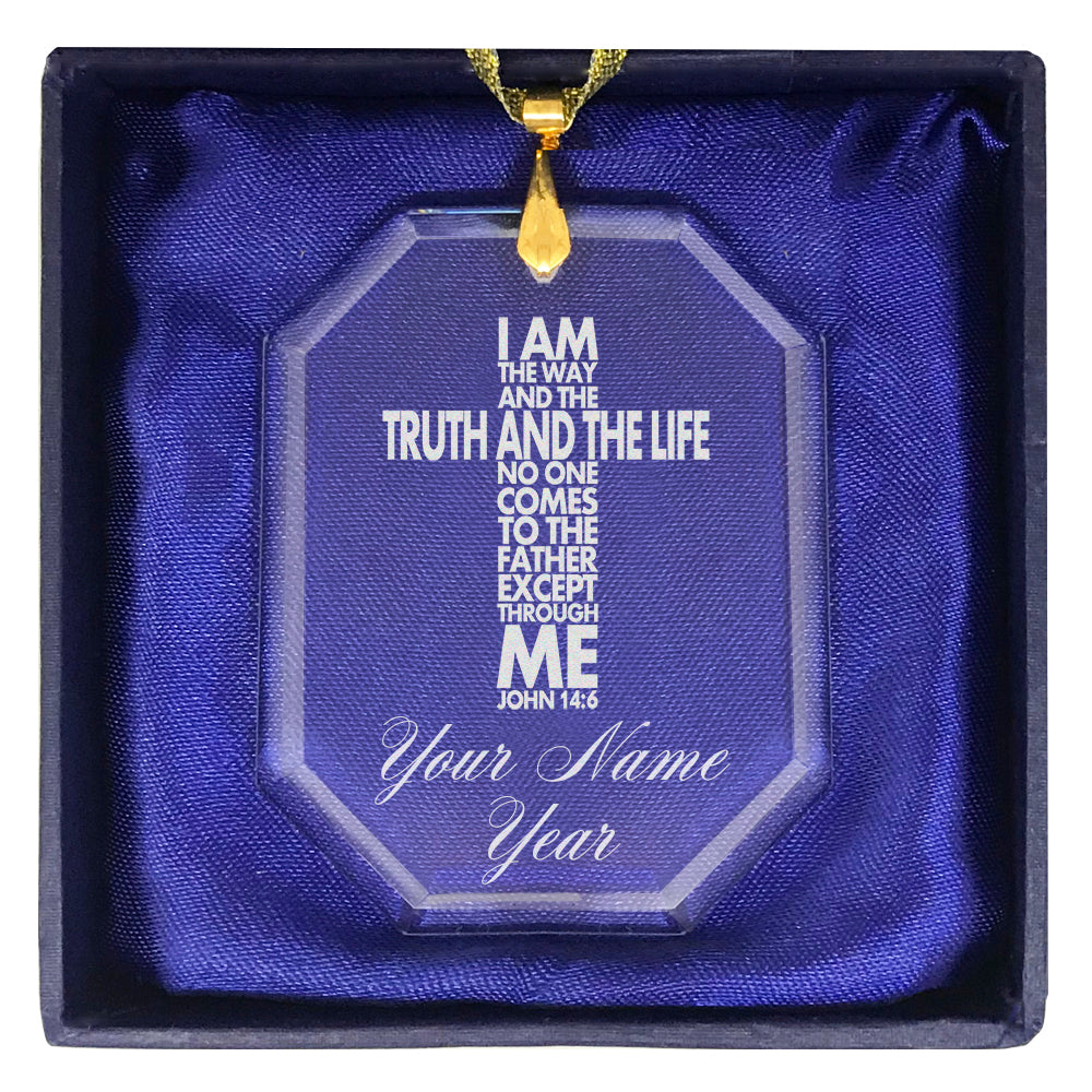 LaserGram Christmas Ornament, Bible Verse John 14-6, Personalized Engraving Included (Rectangle Shape)