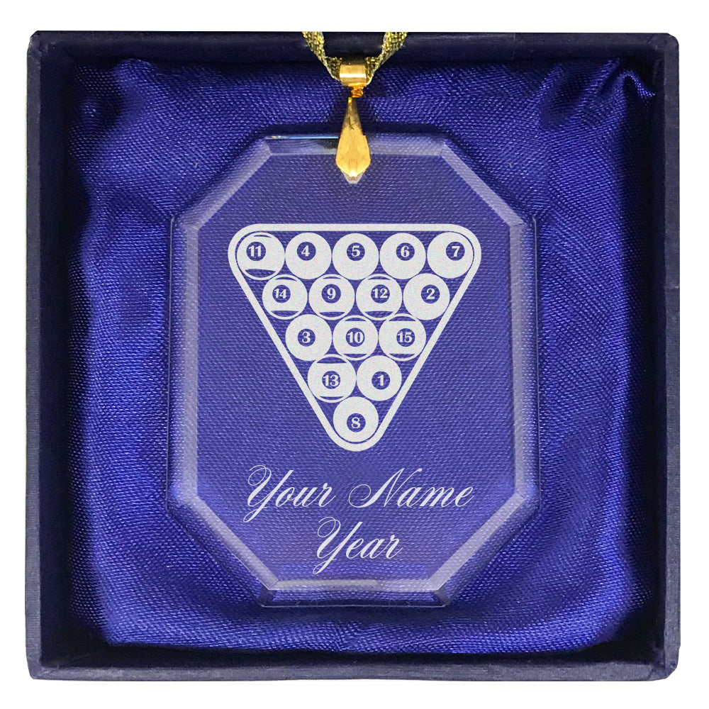 LaserGram Christmas Ornament, Billiard Balls, Personalized Engraving Included (Rectangle Shape)