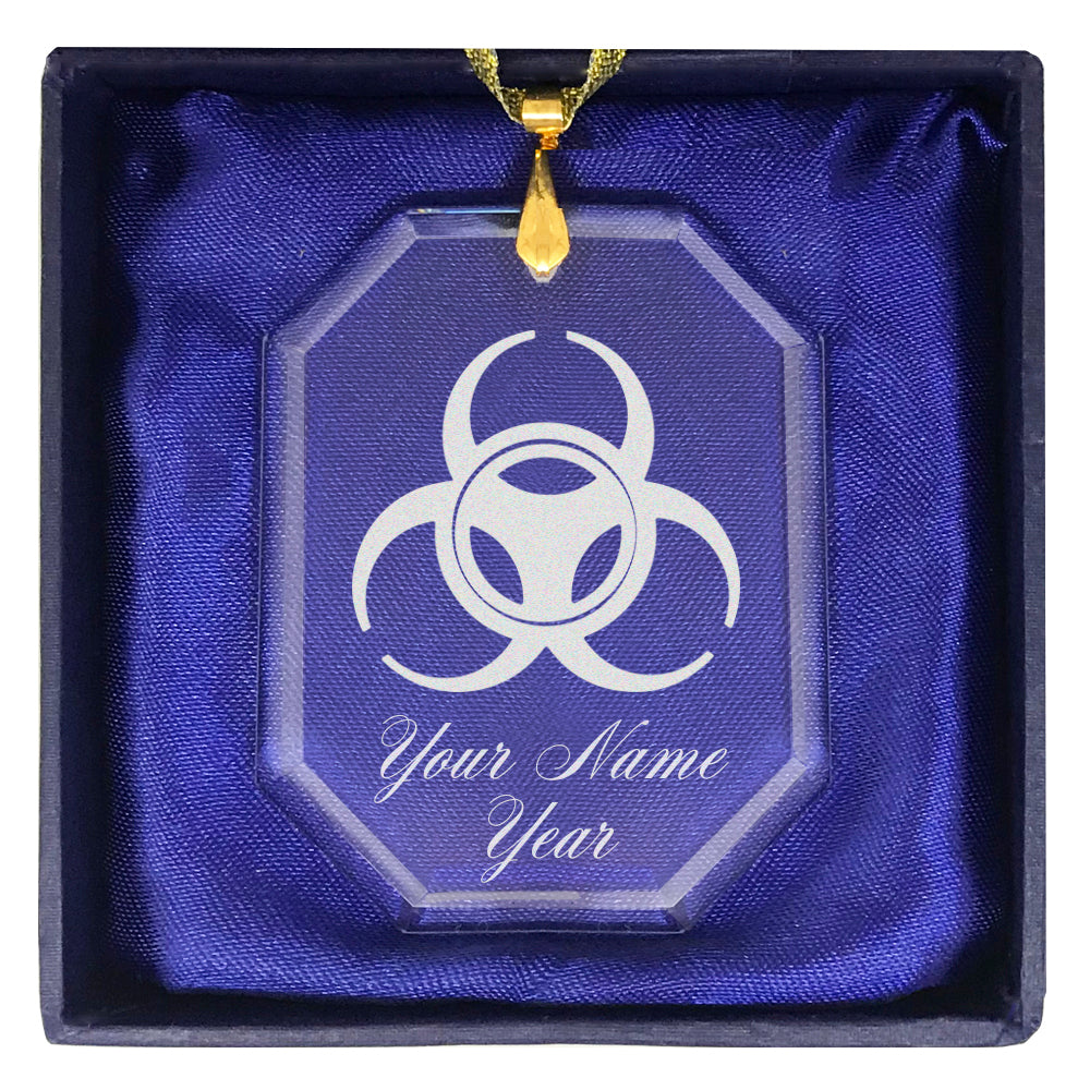 LaserGram Christmas Ornament, Biohazard Symbol, Personalized Engraving Included (Rectangle Shape)