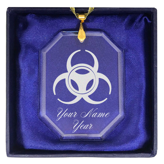 LaserGram Christmas Ornament, Biohazard Symbol, Personalized Engraving Included (Rectangle Shape)