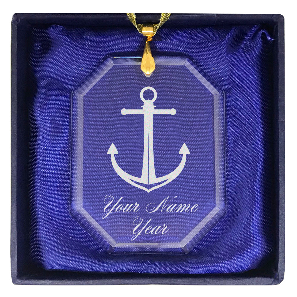LaserGram Christmas Ornament, Boat Anchor, Personalized Engraving Included (Rectangle Shape)