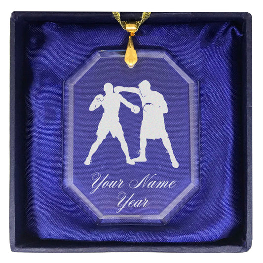 LaserGram Christmas Ornament, Boxers Boxing, Personalized Engraving Included (Rectangle Shape)