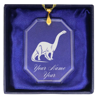 LaserGram Christmas Ornament, Brontosaurus Dinosaur, Personalized Engraving Included (Rectangle Shape)