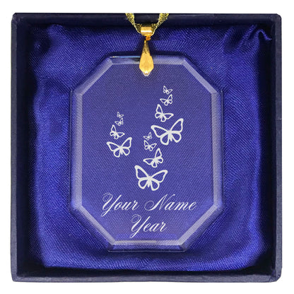 LaserGram Christmas Ornament, Butterflies, Personalized Engraving Included (Rectangle Shape)