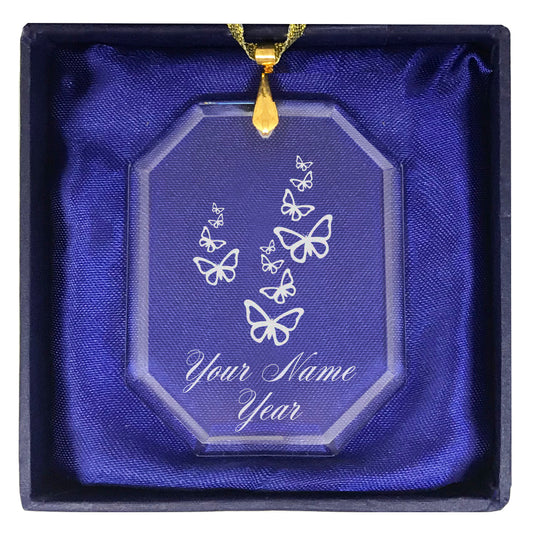 LaserGram Christmas Ornament, Butterflies, Personalized Engraving Included (Rectangle Shape)