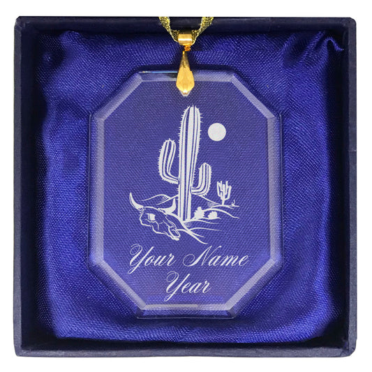 LaserGram Christmas Ornament, Cactus, Personalized Engraving Included (Rectangle Shape)