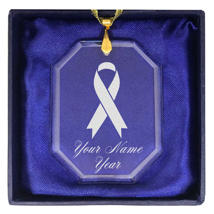 LaserGram Christmas Ornament, Cancer Awareness Ribbon, Personalized Engraving Included (Rectangle Shape)