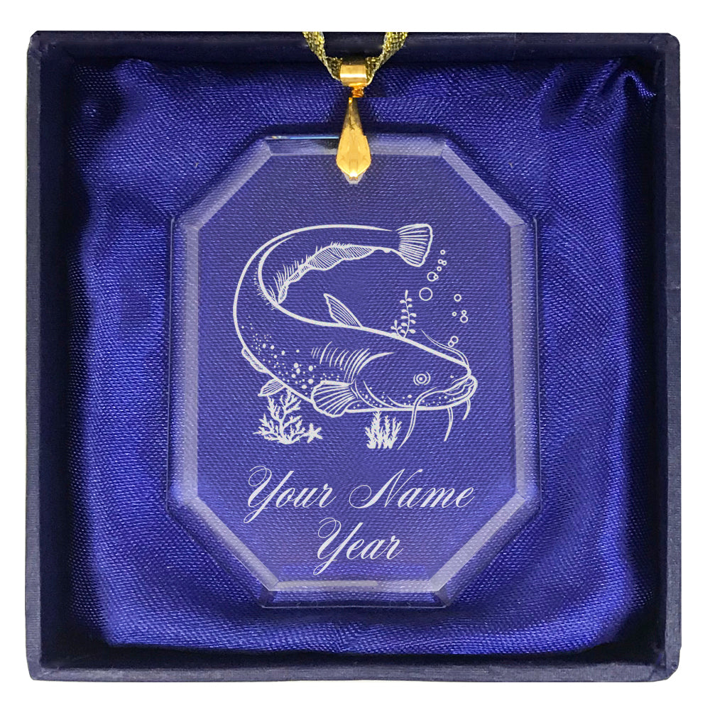 LaserGram Christmas Ornament, Catfish, Personalized Engraving Included (Rectangle Shape)