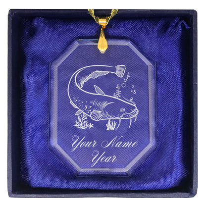 LaserGram Christmas Ornament, Catfish, Personalized Engraving Included (Rectangle Shape)