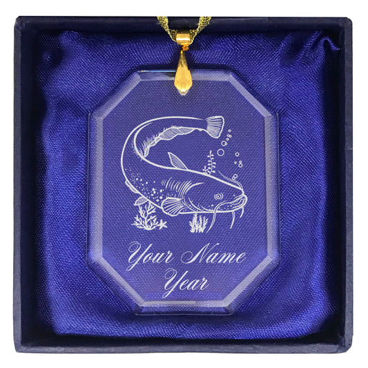 LaserGram Christmas Ornament, Catfish, Personalized Engraving Included (Rectangle Shape)