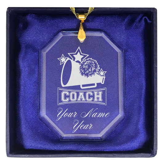 LaserGram Christmas Ornament, Cheerleading Coach, Personalized Engraving Included (Rectangle Shape)