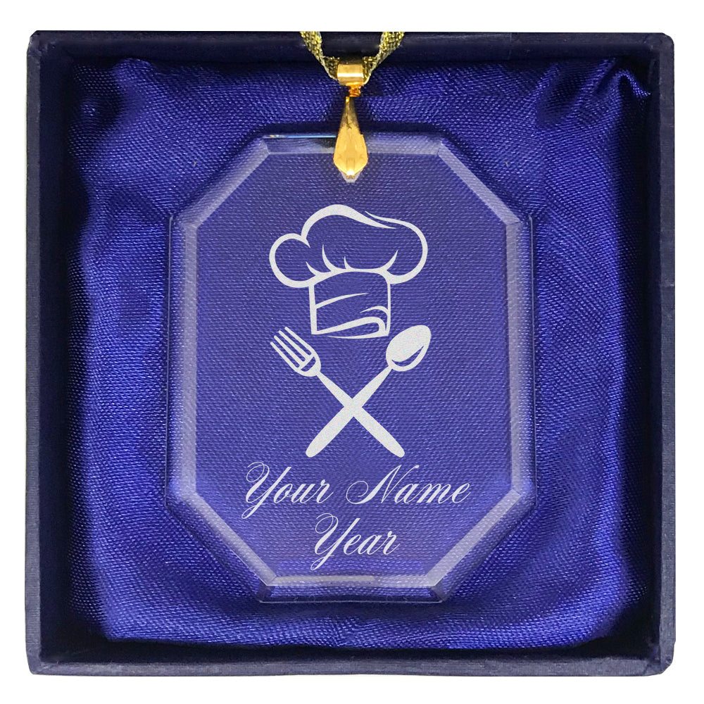 LaserGram Christmas Ornament, Chef Hat, Personalized Engraving Included (Rectangle Shape)