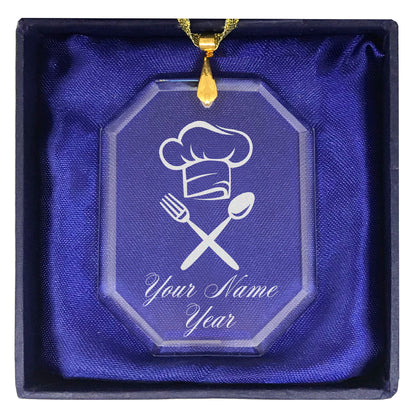 LaserGram Christmas Ornament, Chef Hat, Personalized Engraving Included (Rectangle Shape)