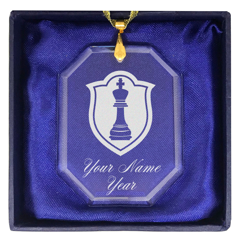 LaserGram Christmas Ornament, Chess King, Personalized Engraving Included (Rectangle Shape)