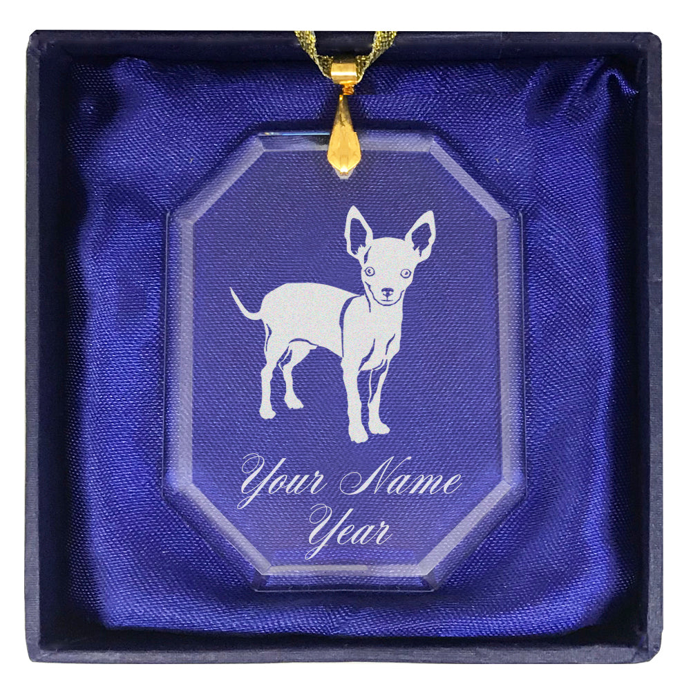 LaserGram Christmas Ornament, Chihuahua Dog, Personalized Engraving Included (Rectangle Shape)