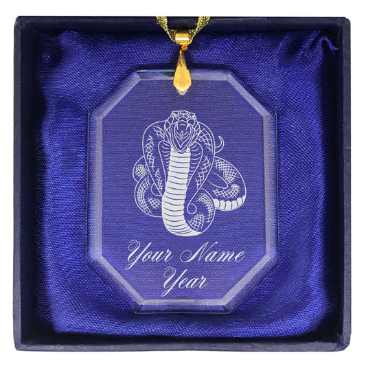 LaserGram Christmas Ornament, Cobra Snake, Personalized Engraving Included (Rectangle Shape)