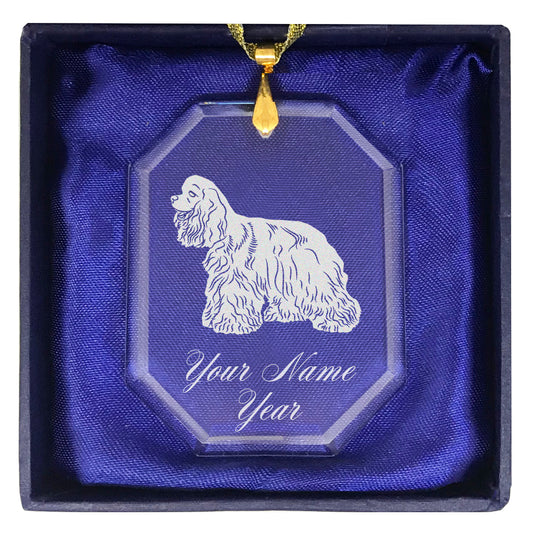 LaserGram Christmas Ornament, Cocker Spaniel Dog, Personalized Engraving Included (Rectangle Shape)