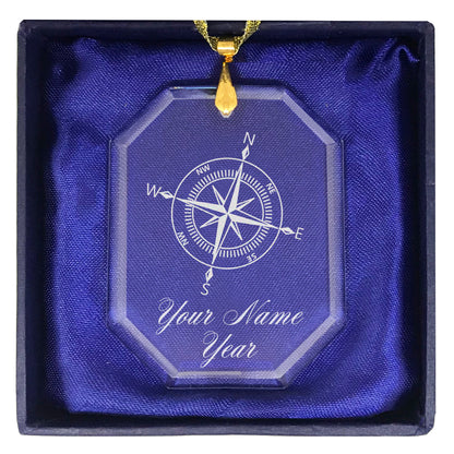 LaserGram Christmas Ornament, Compass Rose, Personalized Engraving Included (Rectangle Shape)